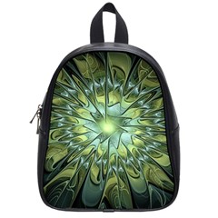 Fractal Green Gold Glowing School Bag (Small)