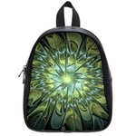 Fractal Green Gold Glowing School Bag (Small) Front