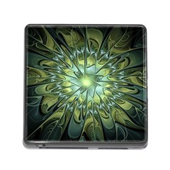 Fractal Green Gold Glowing Memory Card Reader (square 5 Slot) by Pakrebo