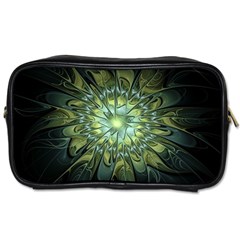 Fractal Green Gold Glowing Toiletries Bag (One Side)