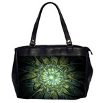 Fractal Green Gold Glowing Oversize Office Handbag (2 Sides) Front