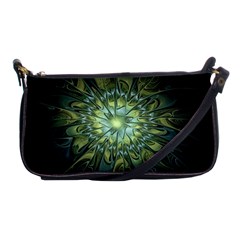 Fractal Green Gold Glowing Shoulder Clutch Bag