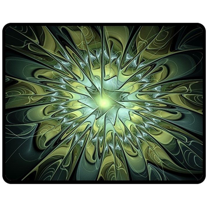 Fractal Green Gold Glowing Fleece Blanket (Medium) 