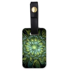 Fractal Green Gold Glowing Luggage Tag (one side)