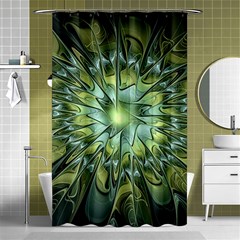 Fractal Green Gold Glowing Shower Curtain 48  x 72  (Small) 