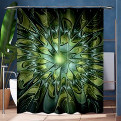 Fractal Green Gold Glowing Shower Curtain 60  x 72  (Medium) 