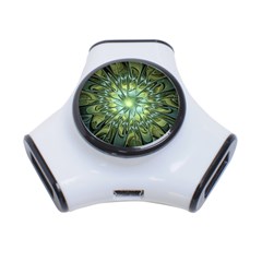 Fractal Green Gold Glowing 3-port Usb Hub by Pakrebo