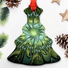 Fractal Green Gold Glowing Ornament (Christmas Tree) 