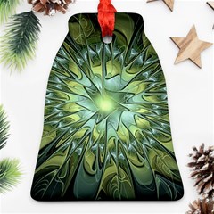 Fractal Green Gold Glowing Ornament (Bell)