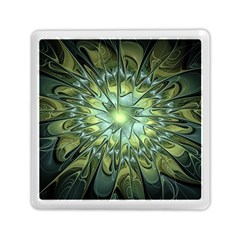 Fractal Green Gold Glowing Memory Card Reader (square) by Pakrebo