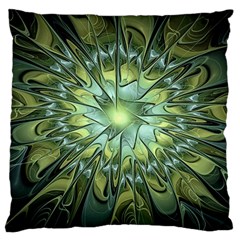 Fractal Green Gold Glowing Large Cushion Case (One Side)