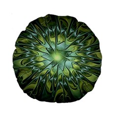 Fractal Green Gold Glowing Standard 15  Premium Round Cushions