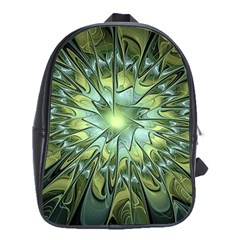 Fractal Green Gold Glowing School Bag (XL)