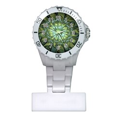 Fractal Green Gold Glowing Plastic Nurses Watch