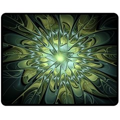 Fractal Green Gold Glowing Double Sided Fleece Blanket (Medium) 