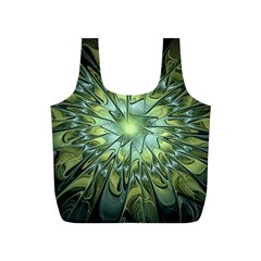 Fractal Green Gold Glowing Full Print Recycle Bag (S)