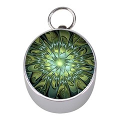 Fractal Green Gold Glowing Mini Silver Compasses