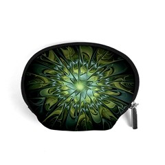 Fractal Green Gold Glowing Accessory Pouch (Small)