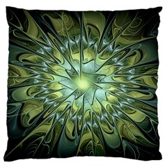 Fractal Green Gold Glowing Standard Flano Cushion Case (One Side)