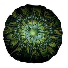 Fractal Green Gold Glowing Large 18  Premium Flano Round Cushions