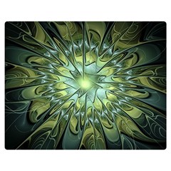 Fractal Green Gold Glowing Double Sided Flano Blanket (Medium) 