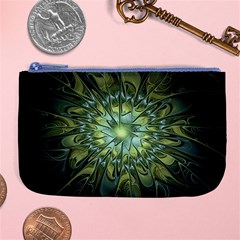 Fractal Green Gold Glowing Large Coin Purse