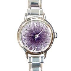 Purple Lavender Wisps White Round Italian Charm Watch by Pakrebo