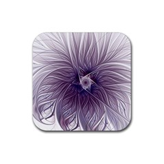 Purple Lavender Wisps White Rubber Coaster (square)  by Pakrebo