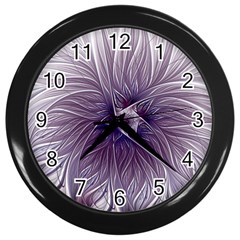 Purple Lavender Wisps White Wall Clock (black) by Pakrebo