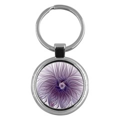 Purple Lavender Wisps White Key Chain (round)