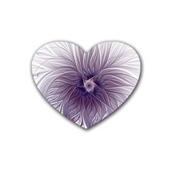 Purple Lavender Wisps White Rubber Coaster (heart)  by Pakrebo