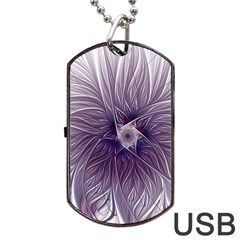 Purple Lavender Wisps White Dog Tag Usb Flash (two Sides) by Pakrebo