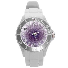 Purple Lavender Wisps White Round Plastic Sport Watch (l) by Pakrebo