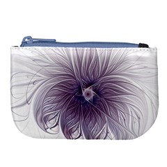 Purple Lavender Wisps White Large Coin Purse