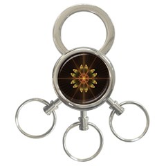 Fractal Floral Mandala Abstract 3-ring Key Chain by Pakrebo