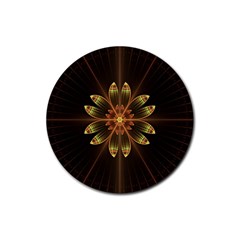 Fractal Floral Mandala Abstract Rubber Coaster (round)  by Pakrebo