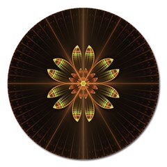 Fractal Floral Mandala Abstract Magnet 5  (round) by Pakrebo