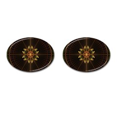 Fractal Floral Mandala Abstract Cufflinks (oval) by Pakrebo