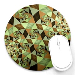 Fractal Mosaic Abstract Fractal Art Round Mousepads by Pakrebo