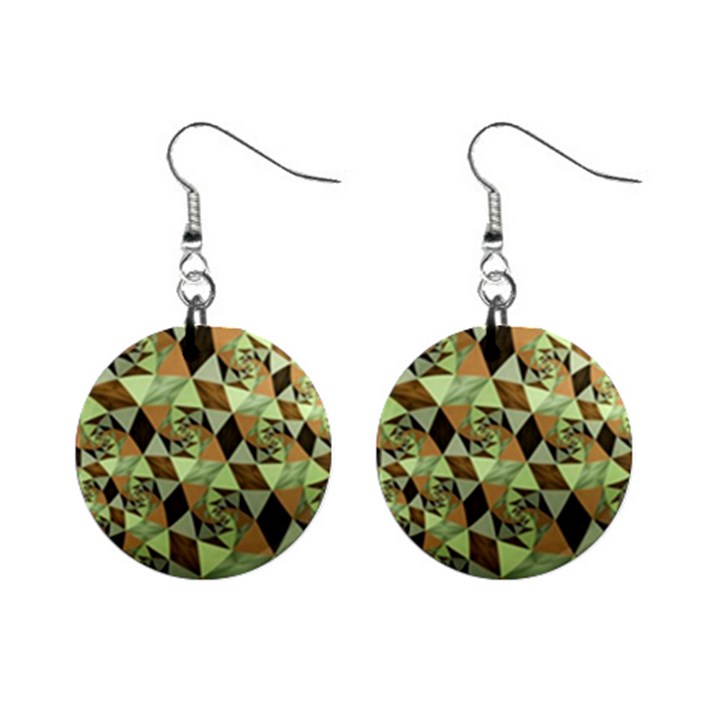 Fractal Mosaic Abstract Fractal Art Mini Button Earrings