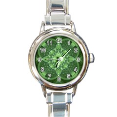 Fractal Green St Patrick S Day Round Italian Charm Watch by Pakrebo