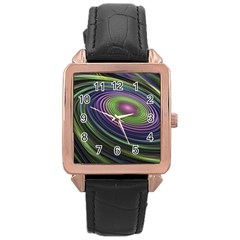 Fractal Pastel Fantasy Colorful Rose Gold Leather Watch  by Pakrebo