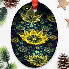 Fractal Undersea Flowers Abstract Ornament (oval)