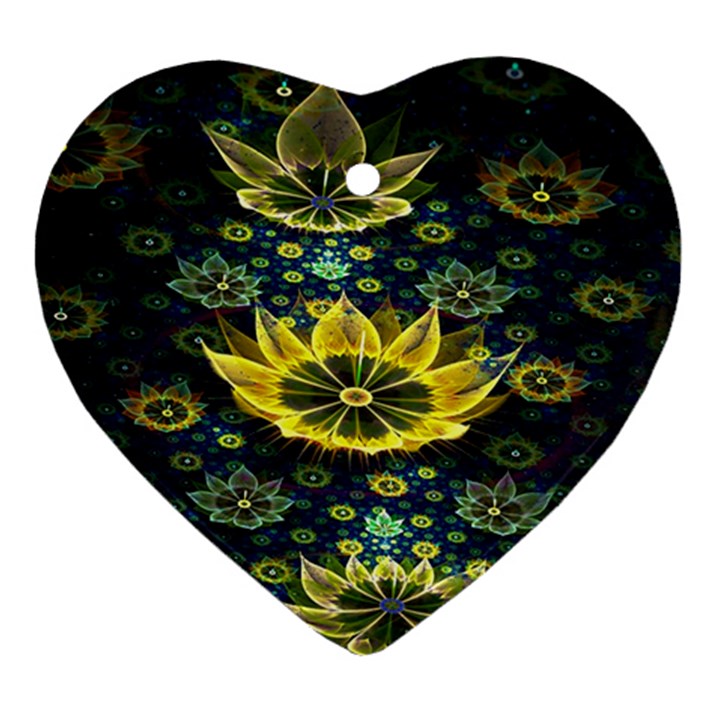 Fractal Undersea Flowers Abstract Ornament (Heart)