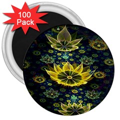 Fractal Undersea Flowers Abstract 3  Magnets (100 Pack) by Pakrebo