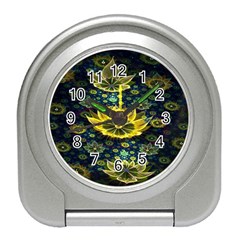 Fractal Undersea Flowers Abstract Travel Alarm Clock by Pakrebo