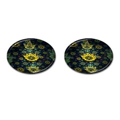 Fractal Undersea Flowers Abstract Cufflinks (oval) by Pakrebo