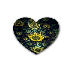 Fractal Undersea Flowers Abstract Heart Coaster (4 Pack)  by Pakrebo