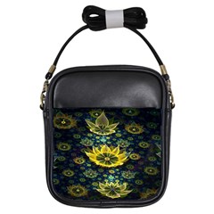 Fractal Undersea Flowers Abstract Girls Sling Bag by Pakrebo