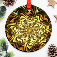 Fractal Flower Petals Gold Ornament (round) by Pakrebo